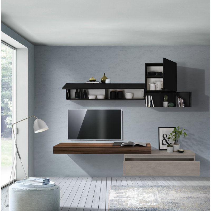 Evilynn Floating Shelf, Walnut/Stone Havana