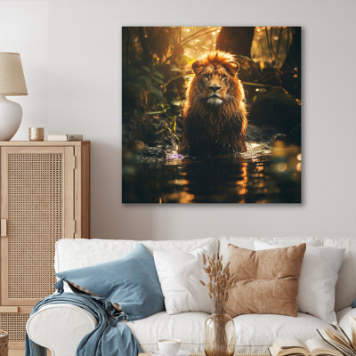Double exposition lion dans la jungle I - impression