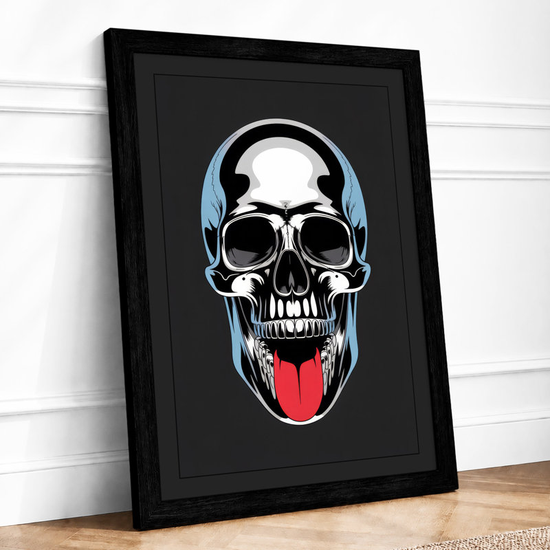 Skull With Crimson Tongue Modern - Print, Black, A3 - 42.0 x 29.7 cm
