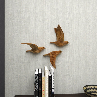 Polystone Metallic 3D Floating Bird Home Wall Decor Set of 3