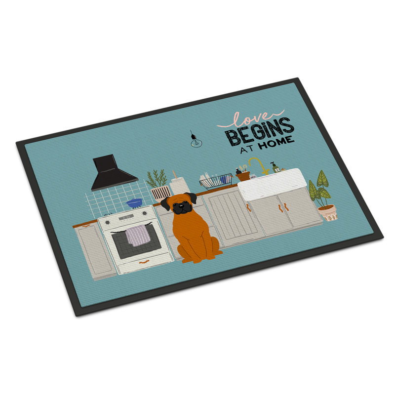 Tapis d'entrée antidérapant Guerriero, Boxer fauve, L 18 po x L 27 po