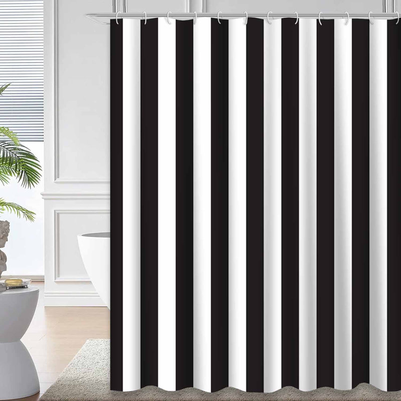Rideau de douche noir imperméable, rideaux de douche pour la salle de bain avec 12 crochets, 72" L x 72" W
