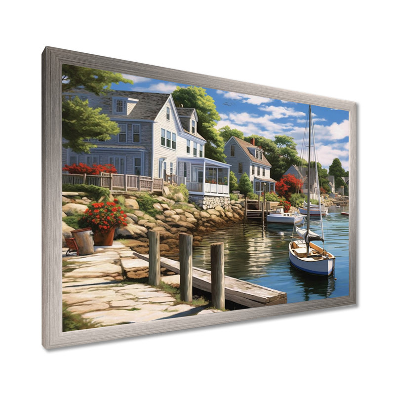 Connecticut's Port Charm, H 12 po x l 20 po x P 1 po, Cadre photo argenté