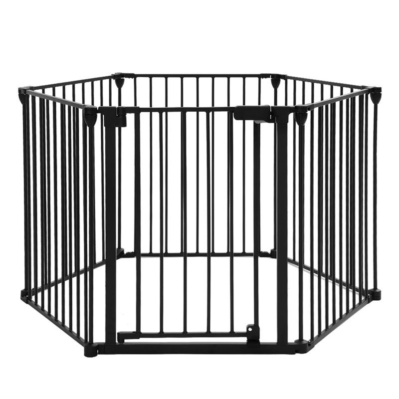Black Metal 30" Tall Swinging Baby and Pet Gate with Latch