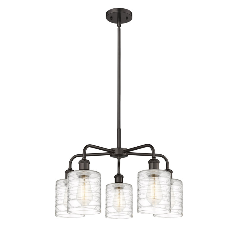 Lustre tambour 5 lumières Dublin, Bronze huilé