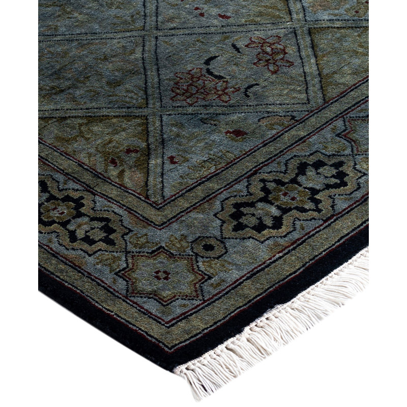 Overdyed Hand Knotted Wool Area Rug in Gray