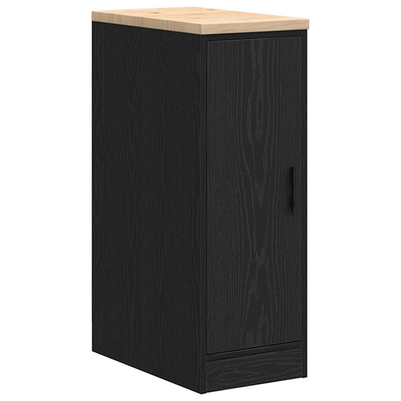 Solid Wood Single Storage Cabinet ( 85cm H x 30cm W x 51cm D), Black