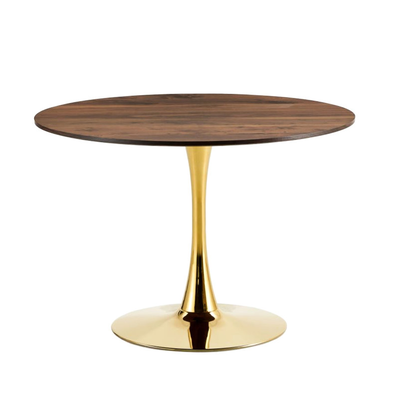 Table de salle à manger en bois naturel, table ronde 80 cm, pieds dorés et table de salle à manger stable, 80 cm, sièges confortables