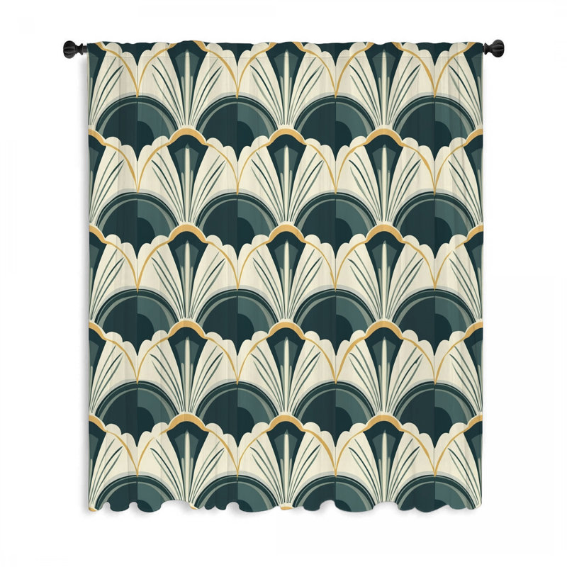 Fans Window Curtains, Patterns Blockout & Sheer Curtains - 1 Panel, 50" W x 84" L