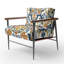 Fauteuil d'appoint rembourré à motif abstrait bleu méditerranéen-536633130