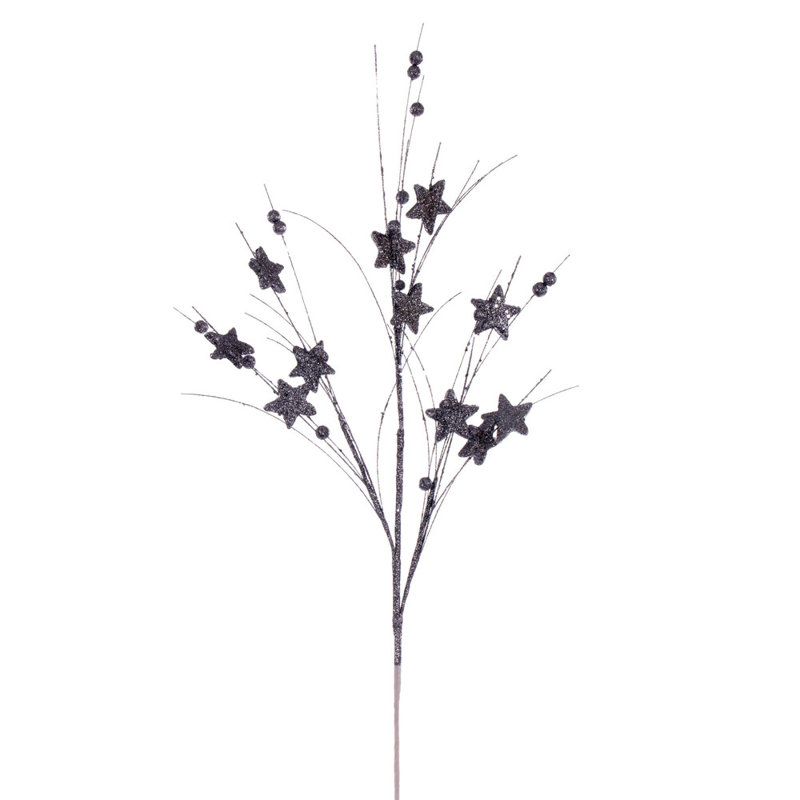 33" Star and Ball Glitter Spray, 6 per bag., Gray