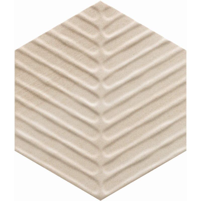 Cotto Charm 8" Porcelain Chevron Hex Tile, Ivory