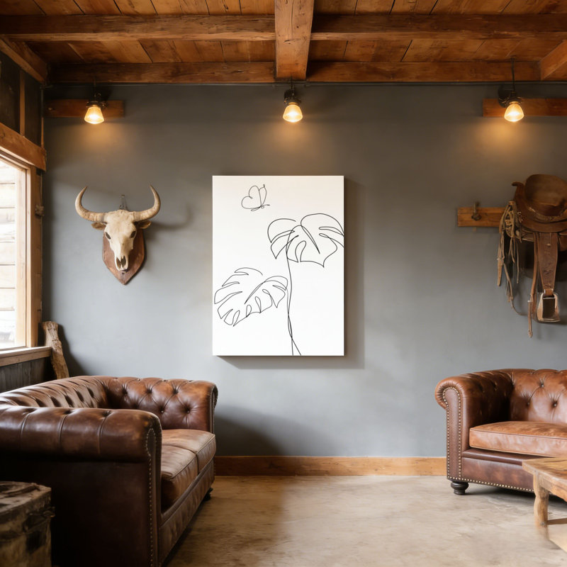 «Butterfly Over Monstera», art mural à cadre en bois à l'arrière, 30 L x 20 l