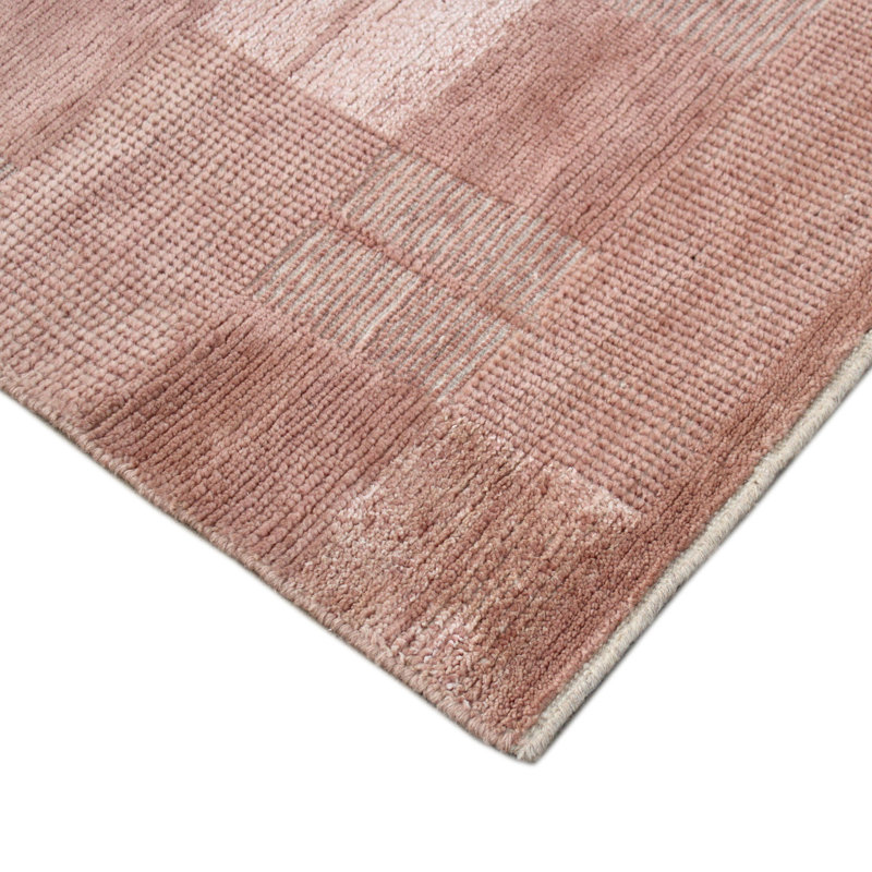 Pink Contemporary Wool Rug, Rectangle 8' x 12'
