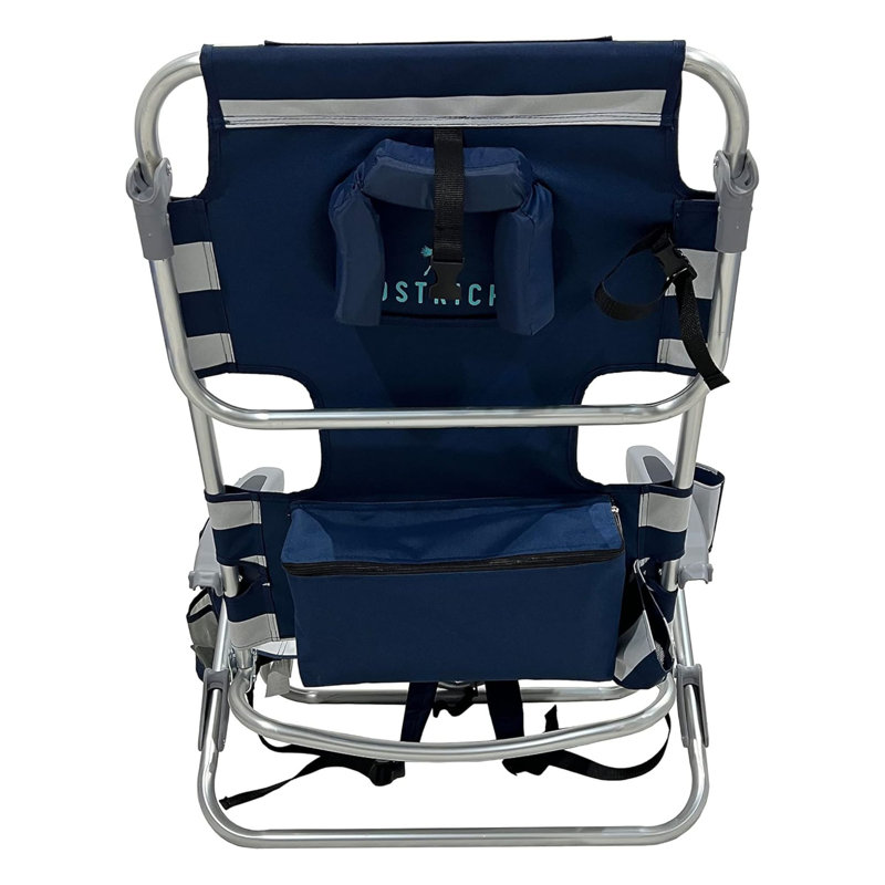 Chaise de plage portative avec sac isotherme Ostrich The Deluxe Backpacker, bande bleue