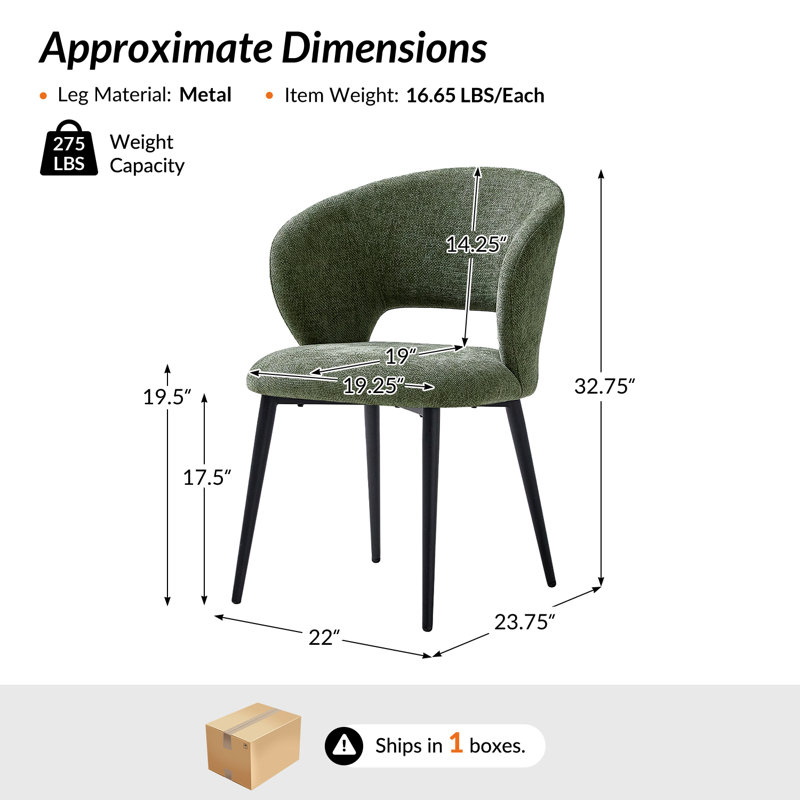 Chaise de salle à manger moderne Angel avec pieds en métal, Vert