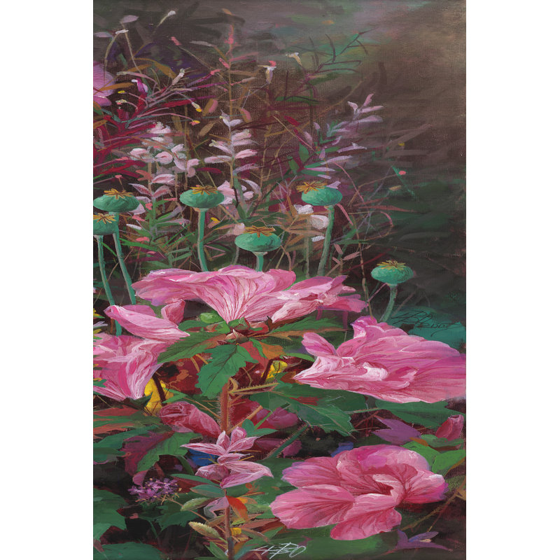 Pink Azalea Garden II by LI BO - Wrapped Canvas Painting, 122cm H x 81cm W