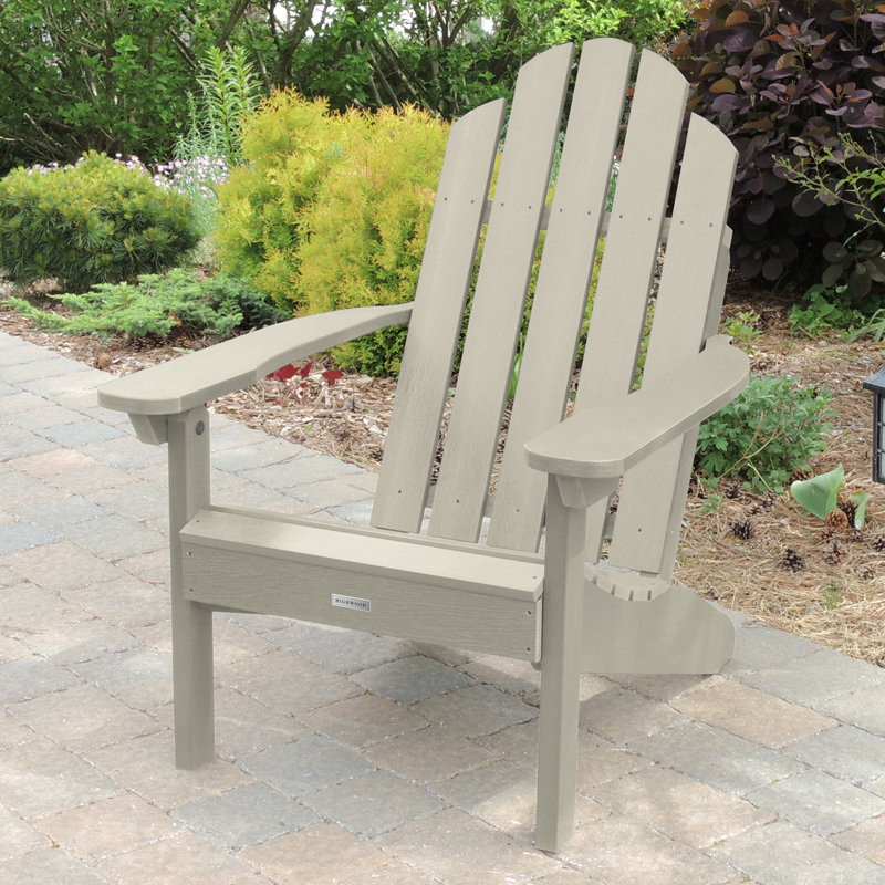 Chaise Adirondack en plastique avec repose-pieds Anette, Blanc délavé