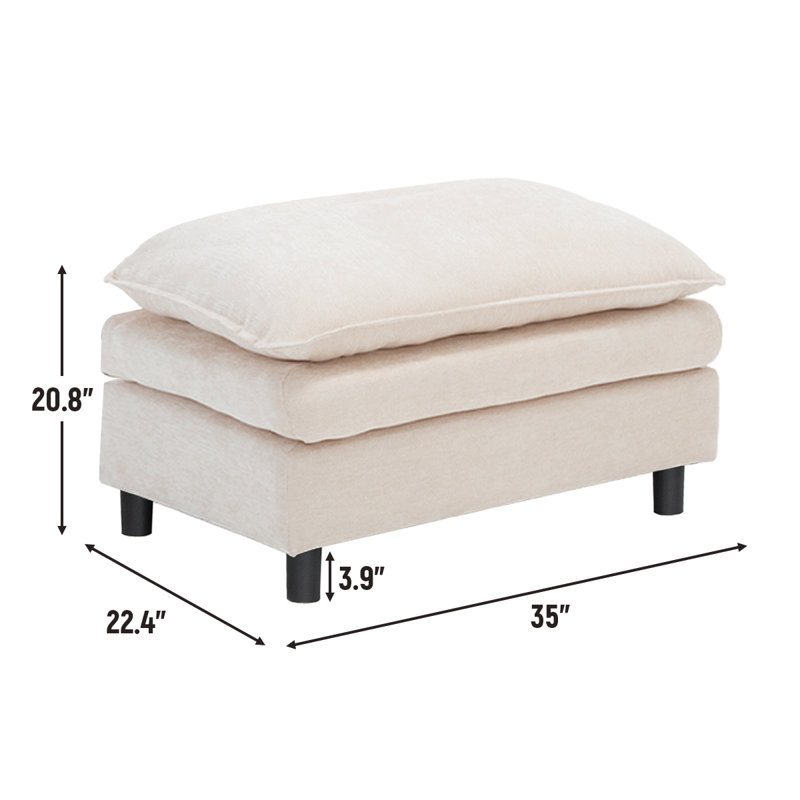 Comfy Chenille Ottomann For Living Room,Bedroom,Apartment, Beige