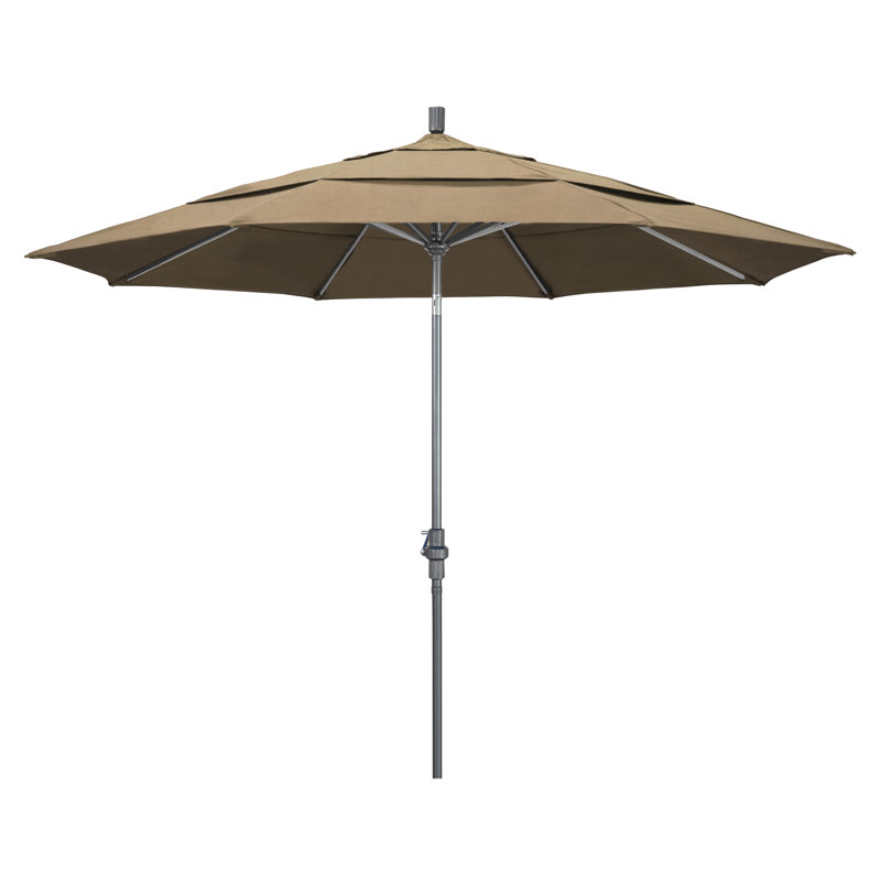 Parasol de marché Broadmeade octogonal Sunbrella, Gris martelé, Toile Sunbrella® beige chiné
