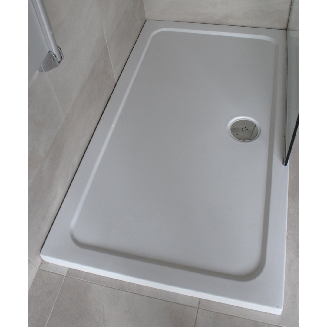 Slimline 35Mm 900X800 Rectangle Black Gloss Stone Shower Tray
