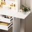 Petit meuble-lavabo avec 3 miroirs lumineux réglables et une chaise de rangement - blanc, panneau pour économiser les lumières de la commode