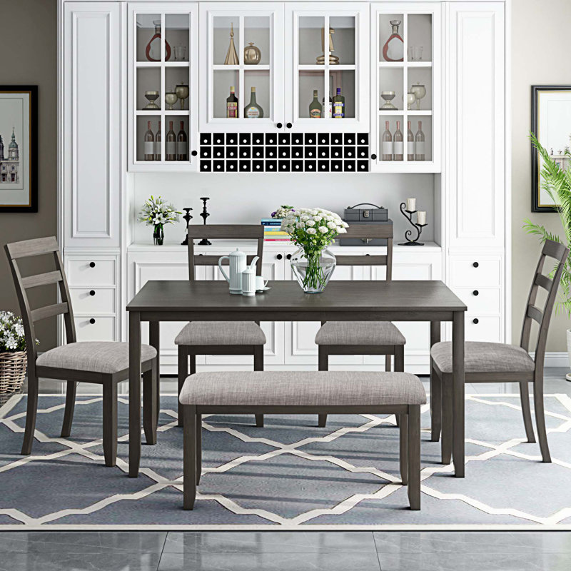 Four Leg Dining Set, Brown, Grey, Grey