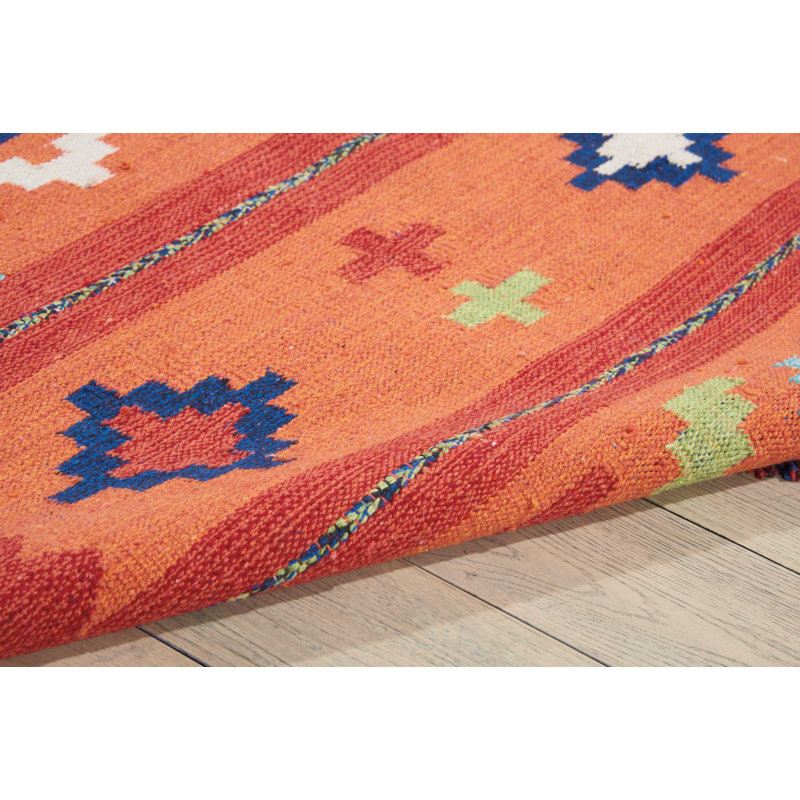 Tapis orange fait à la main Farrah, Rectangle 5 pi x 7 pi