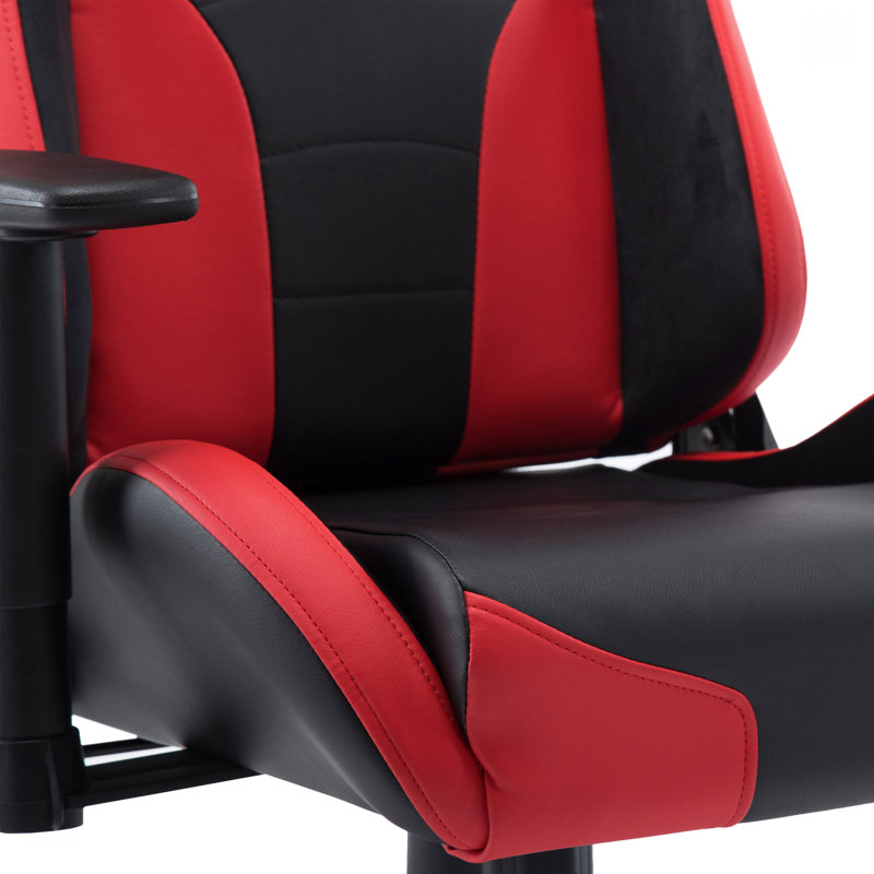 Red and Black Ergonomic PU Leather Gaming Chair with Lumbar Support