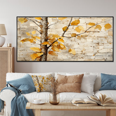 Forêt de bois de bouleau beige et jaune I - arbre, art mural