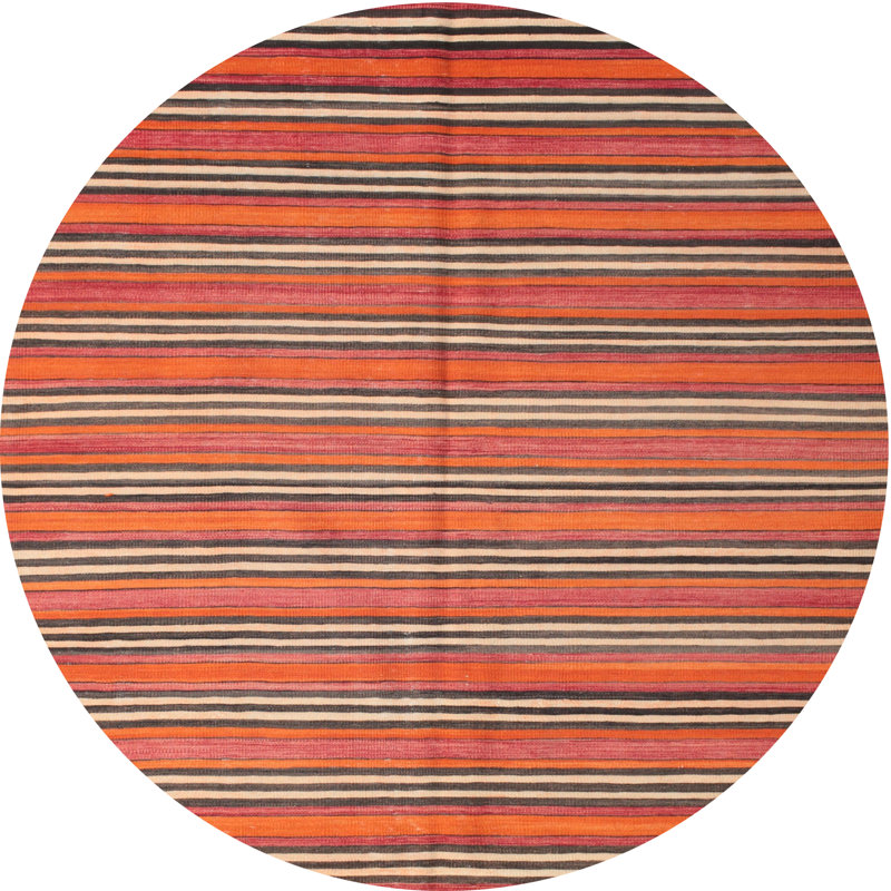 Tapis contemporain rouge / vert, Rond 5 pi