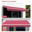 Auvent de balcon 13 'x 8', parasol rétractable avec manivelle manuelle, et tissu hydrofuge, structure en aluminium pour terrasse, cour, abri à couvercle rouge