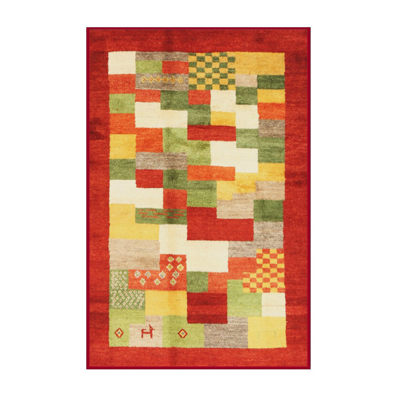 Tapis gris / rouge / vert Bornstein, Rectangle 5 pi x 7 pi