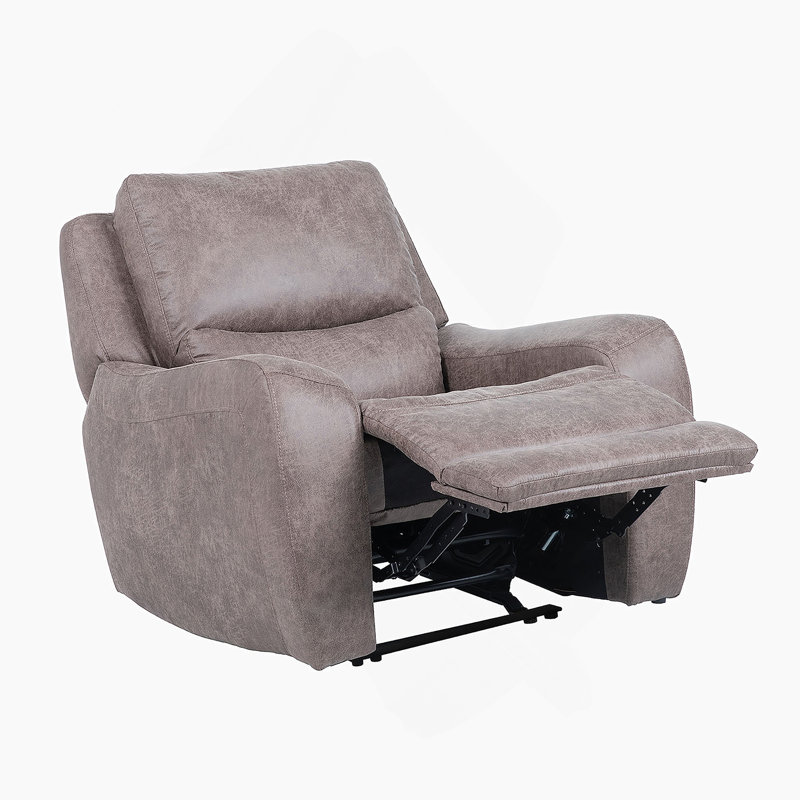 Fauteuil inclinable électrique en mousse à haute densité de style contemporain avec accoudoirs souples en mousse de bois massif et finition brune
