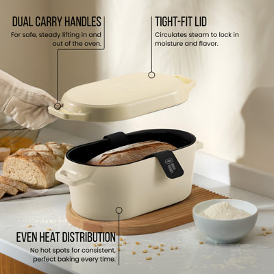 Kook Dutch Oven With Lid, Enameled Cast Iron