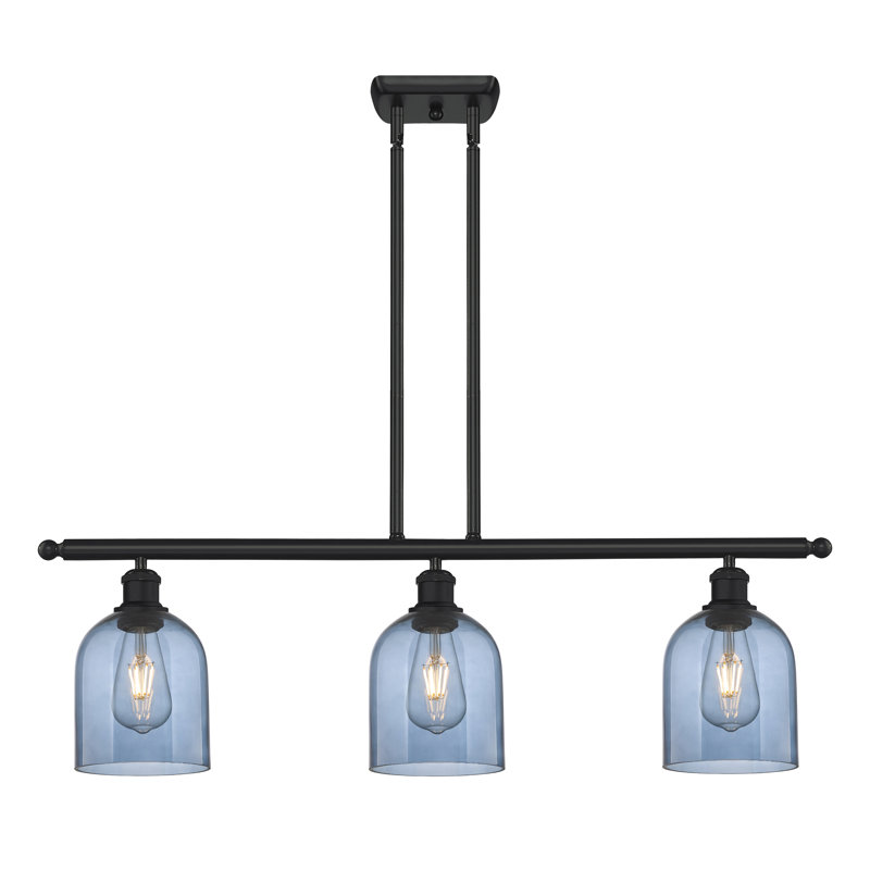Odaniel 3 - Light Kitchen Island Pendant, Matte Black, Princess Blue