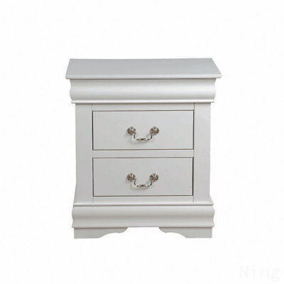 Table de chevet en pin massif avec 2 tiroirs au fini blanc
