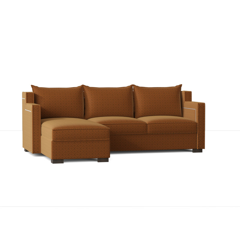 Parker Upholstered L-Shaped Sectional Left Hand Facing, Gigi Orange, Espresso