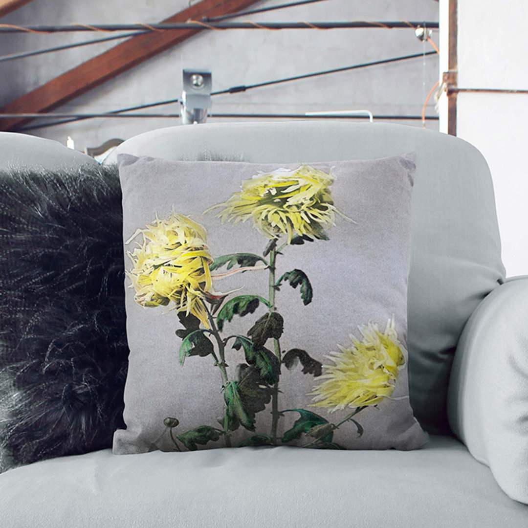 Chrysanthemum Flowers by Ogawa Kazumasa Cushion with Filling