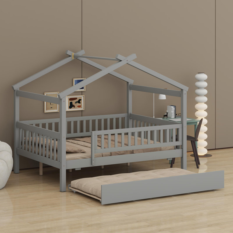 Lit en bois avec couchette, Gris