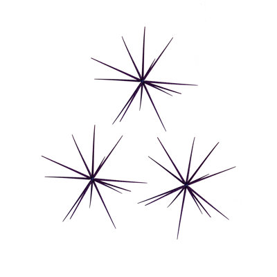 Ensemble de 3 ornements en forme d'étoile avec paillettes