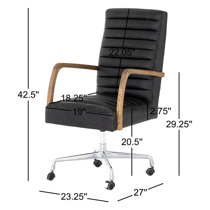 Bryson Leather Swivel Executive Chair, Smoky Black