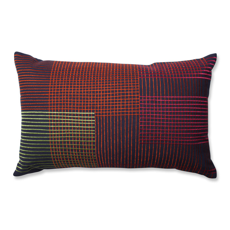Coussin lombaire en coton à lignes graphiques