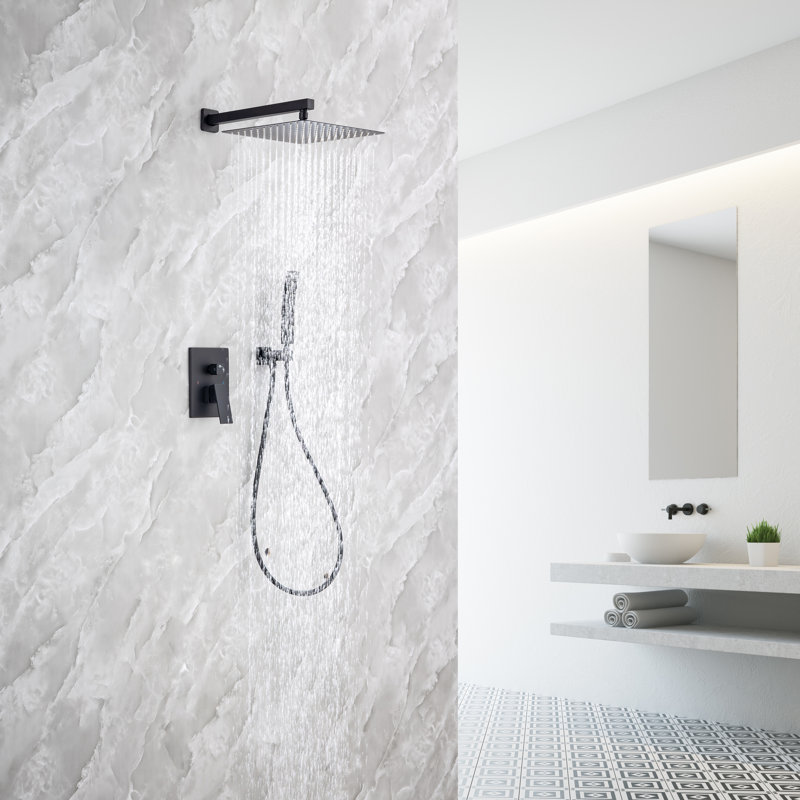 Complete Shower System with Rough-in Valve, Matte Black