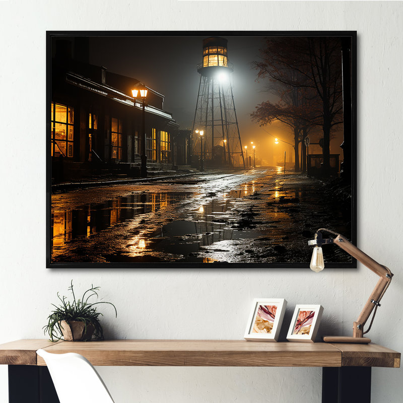 «Nightly Silent Workshops Streets On», reproduction sur toile, Cadre flottant noir, H 12 po x l 20 po x P 1 po