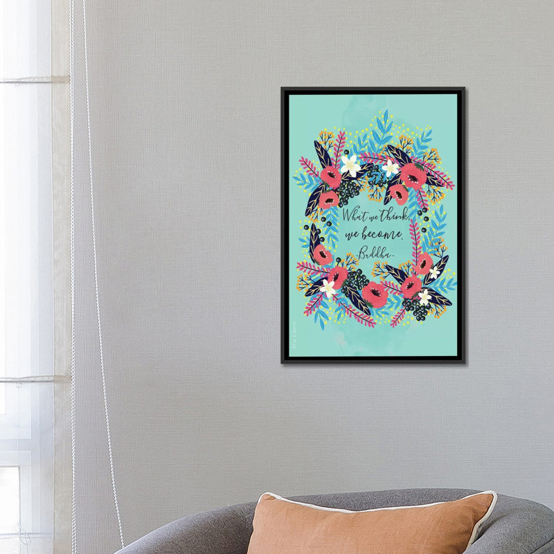 «What We Think», impression sur toile, H 26 po x l 18 po x P 1,5 po, Toile avec cadre noir, Pas de tapis