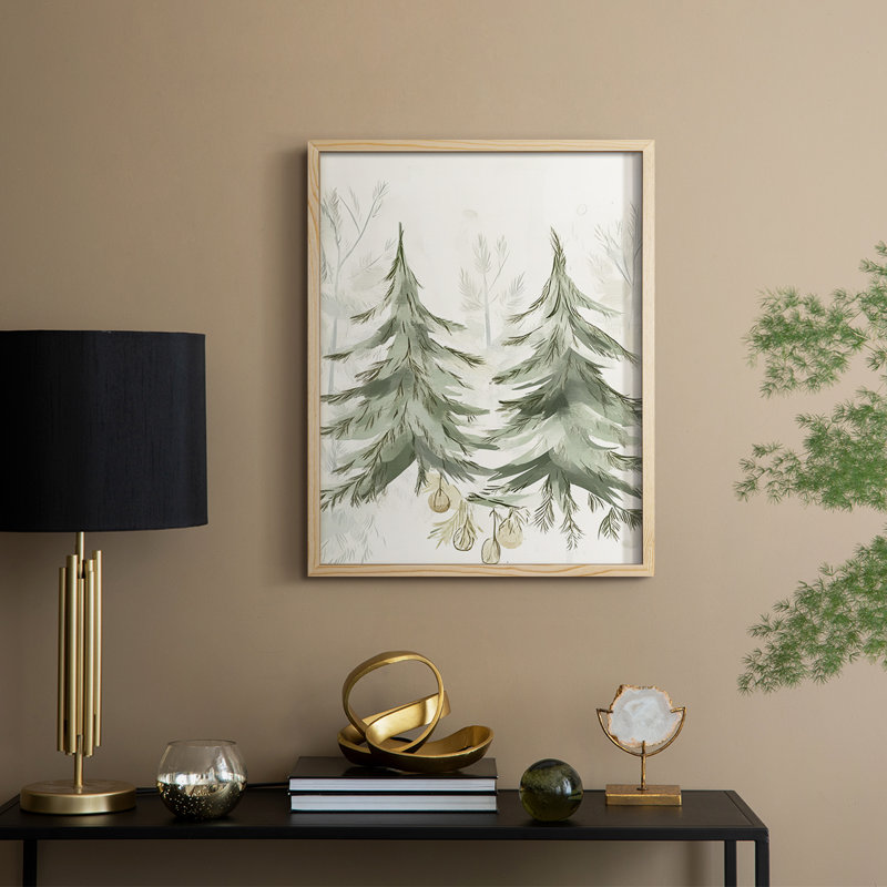 «Christmas Holiday Art CDII», reproduction encadrée - bois massif, Naturel, H 15 po x l 12 po