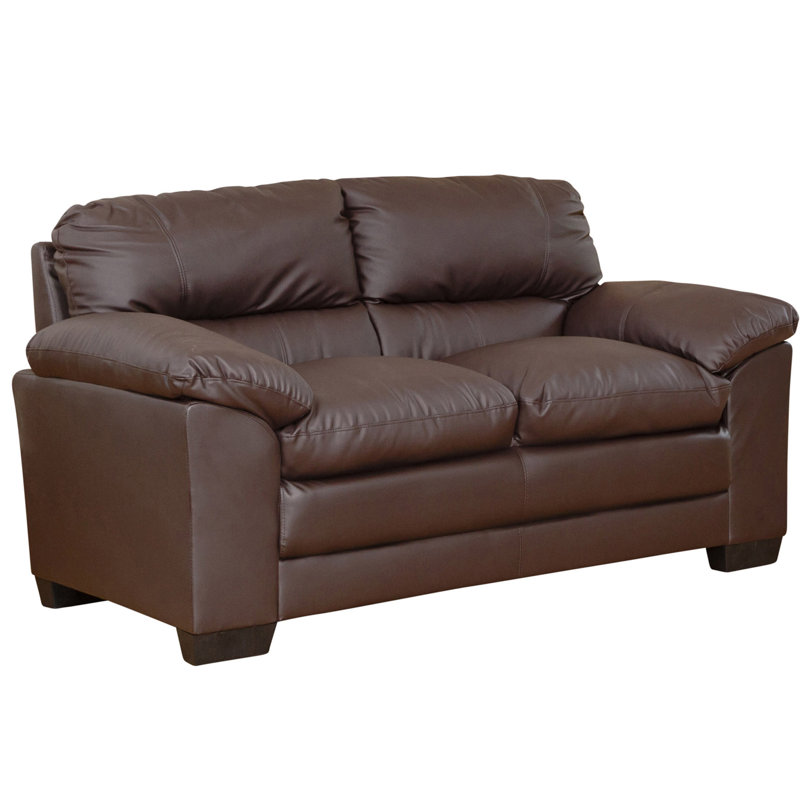 Robidoux 2 Seater Faux Leather Loveseat, Brown