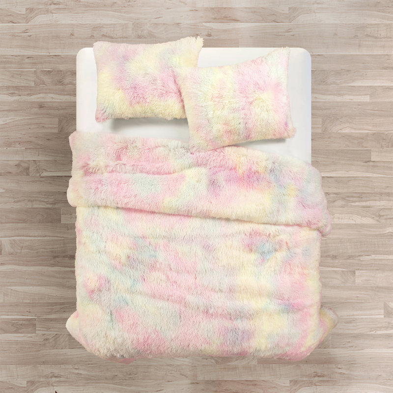 Yellow/Pink Microfiber 2 Piece Comforter Set, Queen Comforter + 4 of Additional Pieces Included