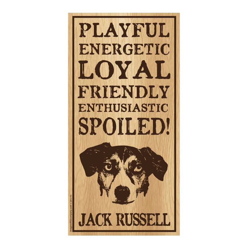 Plaque verticale en bois gâté Jack Russell